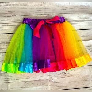 Youth girls Size Large Rainbow mulitcolor tulle tutu costume dance pull on skirt